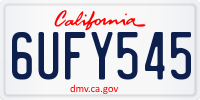 CA license plate 6UFY545