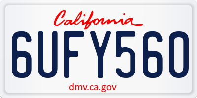 CA license plate 6UFY560