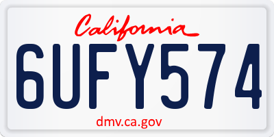 CA license plate 6UFY574