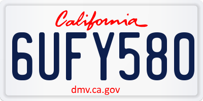 CA license plate 6UFY580