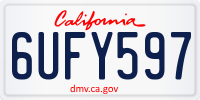 CA license plate 6UFY597