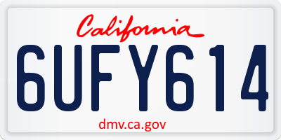 CA license plate 6UFY614