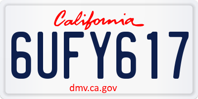CA license plate 6UFY617