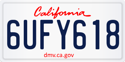 CA license plate 6UFY618