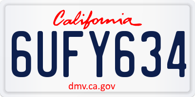 CA license plate 6UFY634