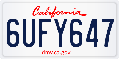 CA license plate 6UFY647