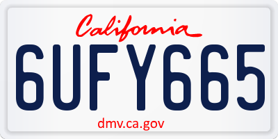 CA license plate 6UFY665