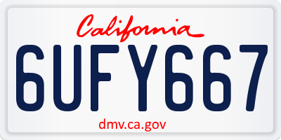 CA license plate 6UFY667