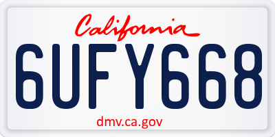 CA license plate 6UFY668