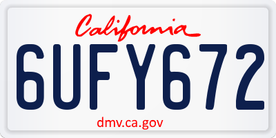 CA license plate 6UFY672