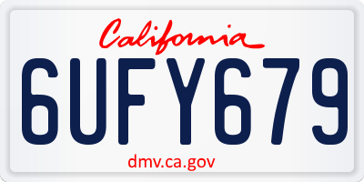 CA license plate 6UFY679