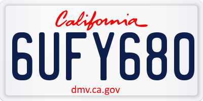 CA license plate 6UFY680