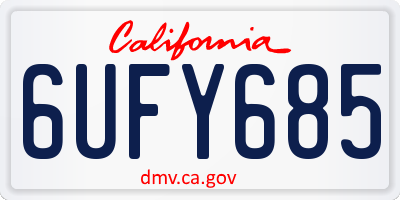 CA license plate 6UFY685