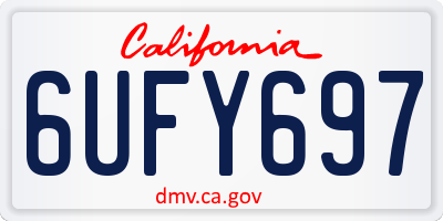 CA license plate 6UFY697