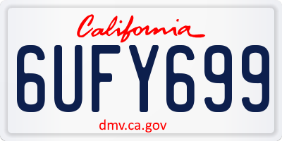 CA license plate 6UFY699