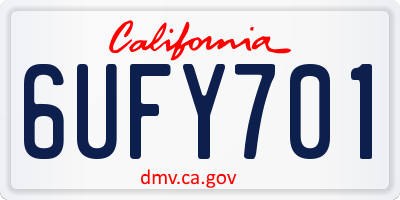 CA license plate 6UFY701