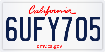 CA license plate 6UFY705