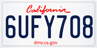 CA license plate 6UFY708
