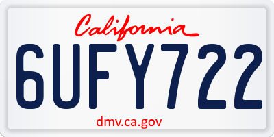 CA license plate 6UFY722