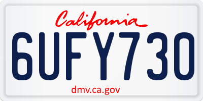 CA license plate 6UFY730