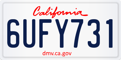 CA license plate 6UFY731