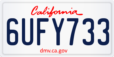 CA license plate 6UFY733