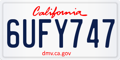 CA license plate 6UFY747