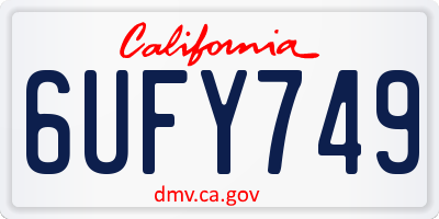 CA license plate 6UFY749