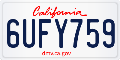 CA license plate 6UFY759