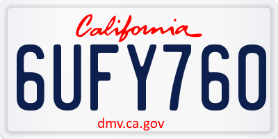 CA license plate 6UFY760