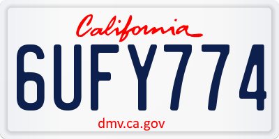 CA license plate 6UFY774