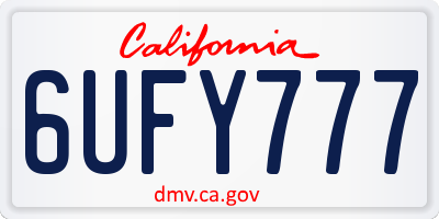 CA license plate 6UFY777