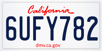 CA license plate 6UFY782