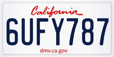 CA license plate 6UFY787
