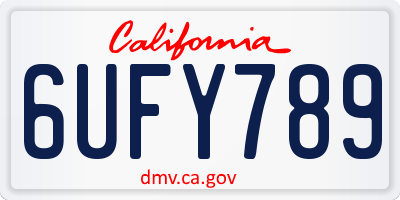CA license plate 6UFY789