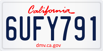 CA license plate 6UFY791