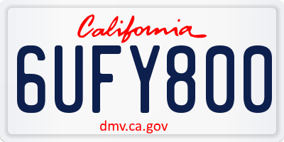 CA license plate 6UFY800
