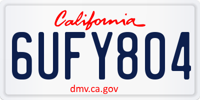 CA license plate 6UFY804