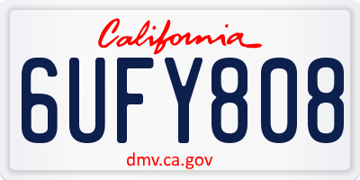 CA license plate 6UFY808