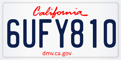 CA license plate 6UFY810