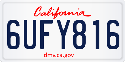 CA license plate 6UFY816