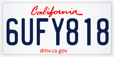 CA license plate 6UFY818