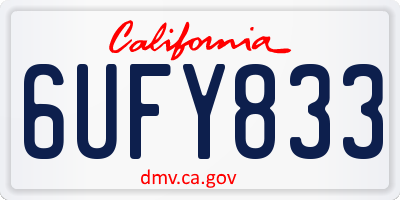 CA license plate 6UFY833