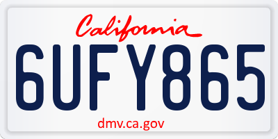 CA license plate 6UFY865