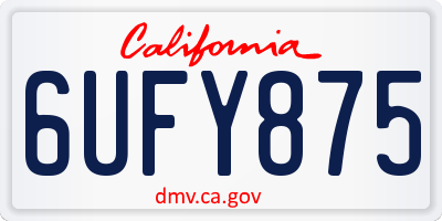 CA license plate 6UFY875