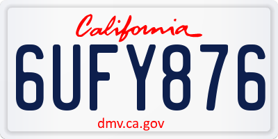 CA license plate 6UFY876