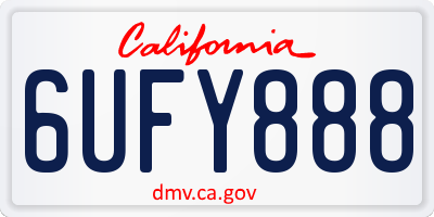 CA license plate 6UFY888
