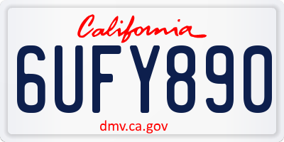 CA license plate 6UFY890