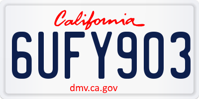 CA license plate 6UFY903