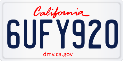 CA license plate 6UFY920